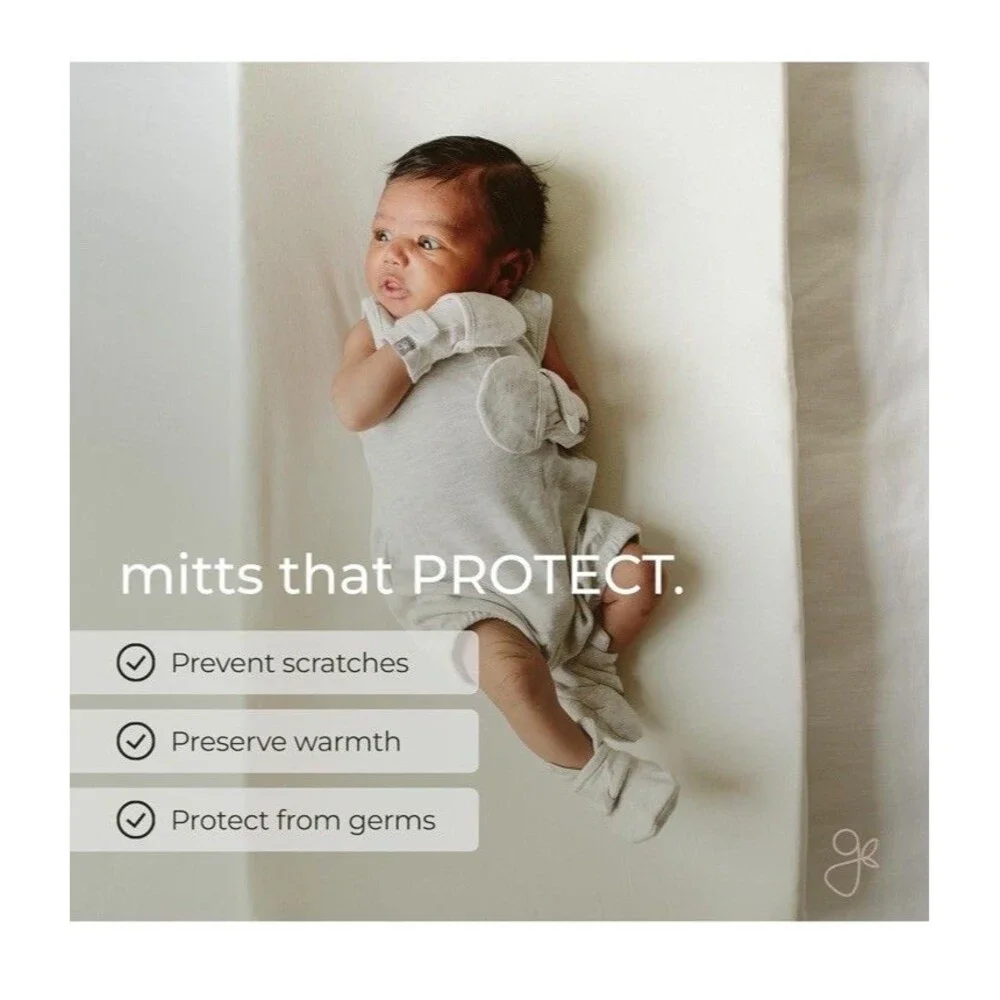 goumikids Bamboo Cotton Mitts Anti-Scratch Soft Stay-On 0-3 Months Cloud Color